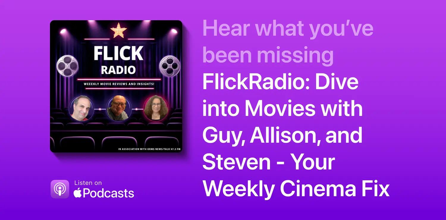 FlickRadio Podcast Logo: Dive Into Movies with Guy, Allison, and Guests