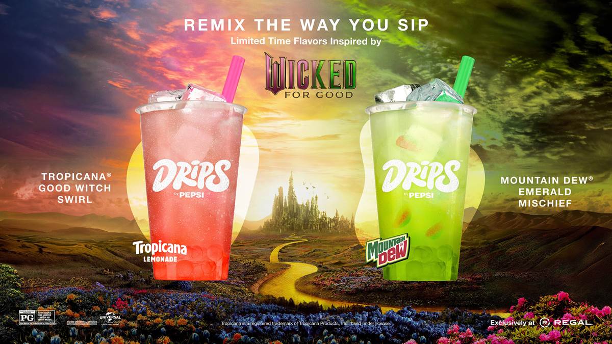 Regal Theaters Adds Exclusive DRIPS by Pepsi Wicked: For Good Beverages