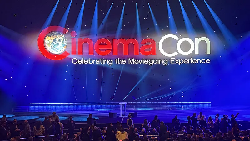 CinemaCon opening night stage in Las Vegas celebrating the moviegoing experience