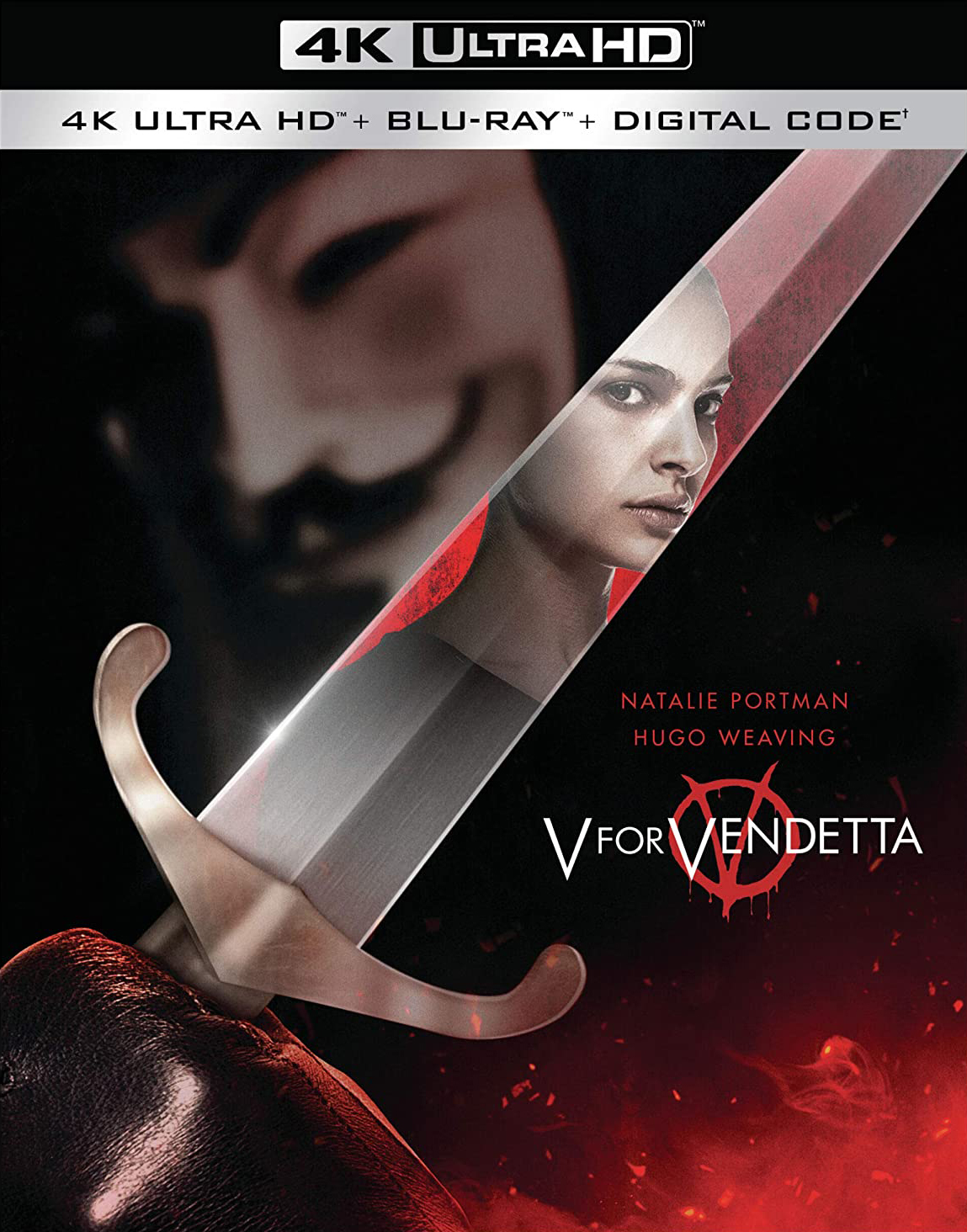 V for Vendetta, Hugo Weaving as V & Natalie Portman as Evey…